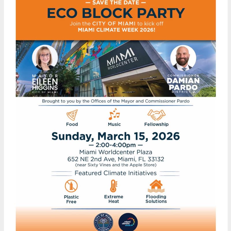 Cover Image for Eco Block Party W City Of Miami To Kickoff Miami Climate Week 2026!