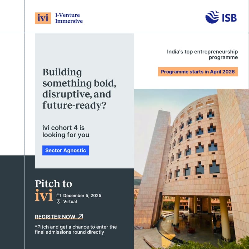 Cover Image for Pitch to ivi | Kolkata edition | Dec 5, 2025 | 10:00 AM - 3:00 PM