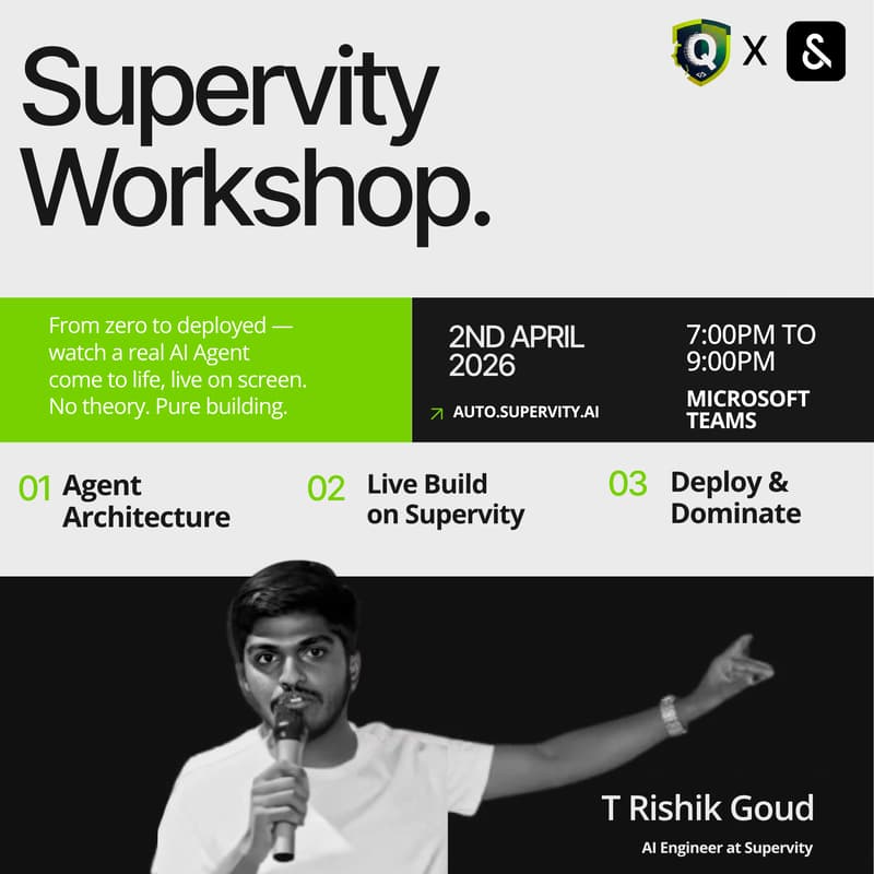 Cover Image for Supervity Workshop — Build Your First AI Agent LIVE!
