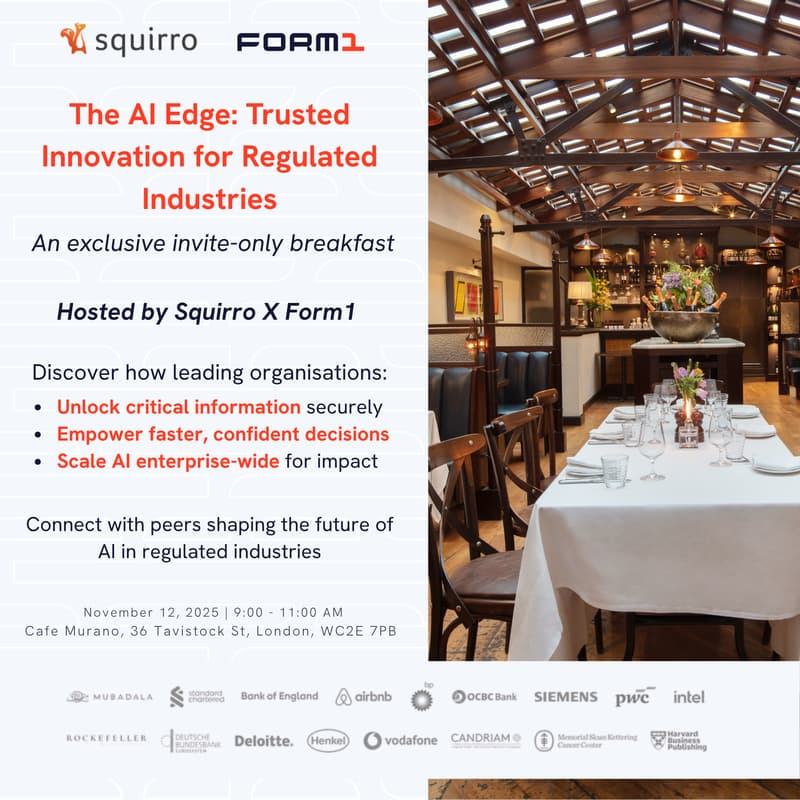 Cover Image for Squirro X Form1: The AI Edge - Trusted Innovation for Regulated Industries
