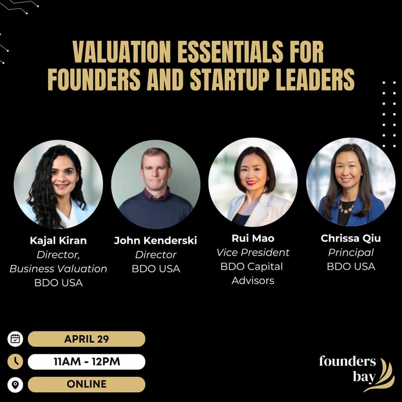 Cover Image for Founders Bay Virtual Workshop: Valuation Essentials for Founders and Startup Leaders