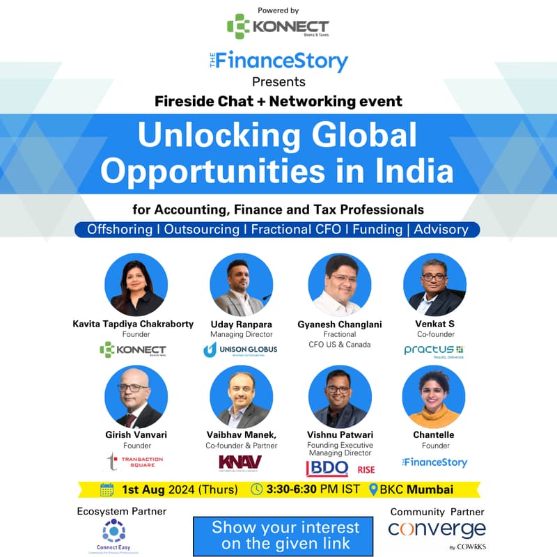 Cover Image for Fireside Chat & Networking I Discussing Global opportunities in India: Offshoring/ Outsourcing/ Fractional CFO/Advisory