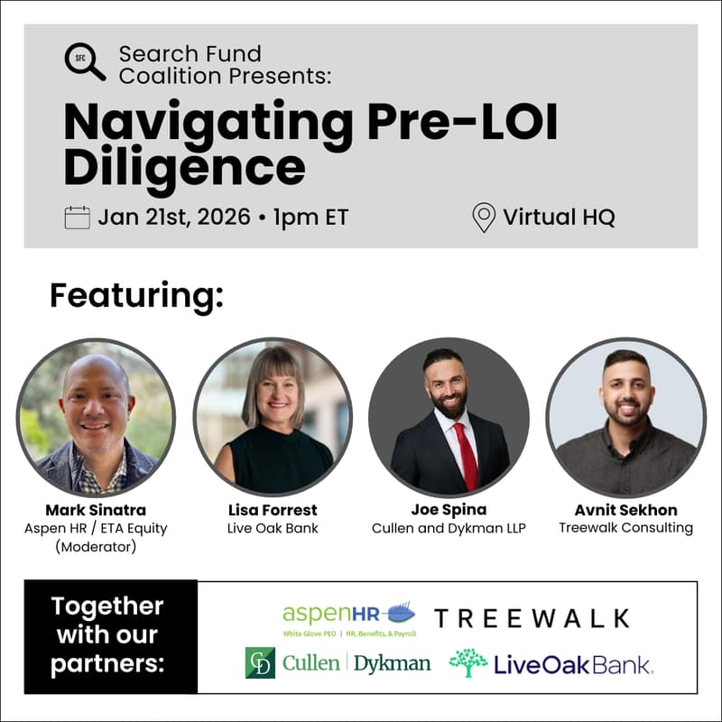 Cover Image for Navigating Pre-LOI Diligence