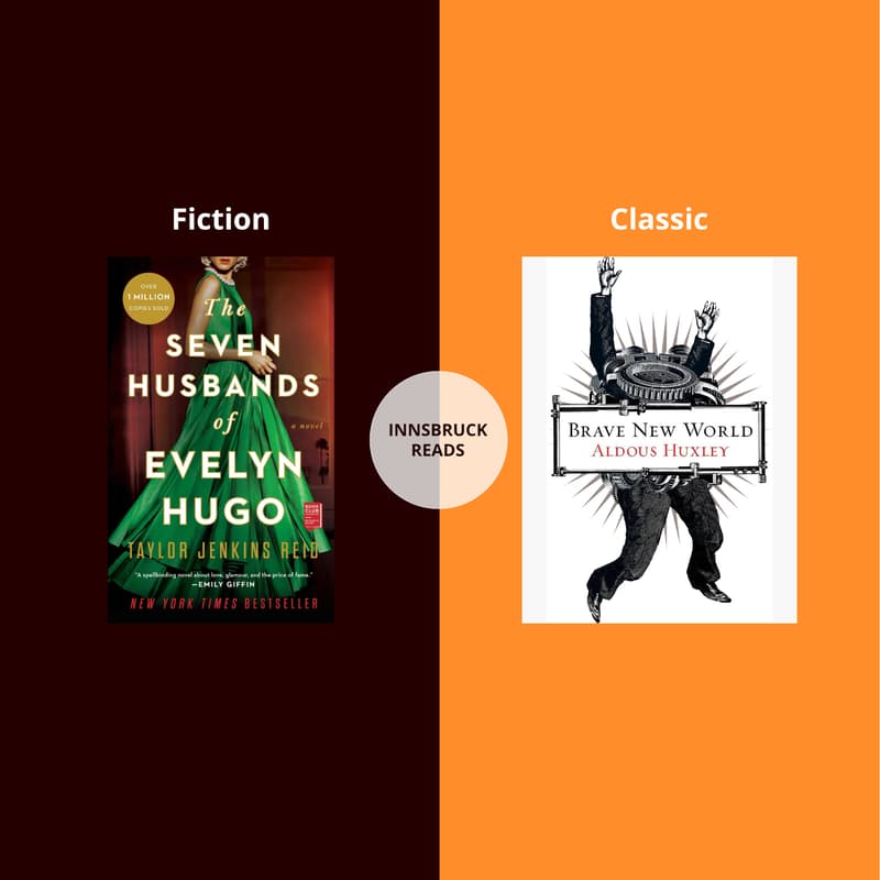 Cover Image for Monthly Monday Meetup: Brave New World & The Seven Husbands of Evelyn Hugo