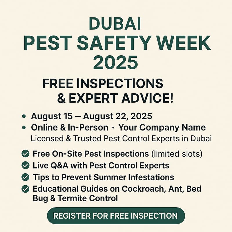 Cover Image for Dubai Pest Safety Week 2025 – Free Inspections & Expert Advice!