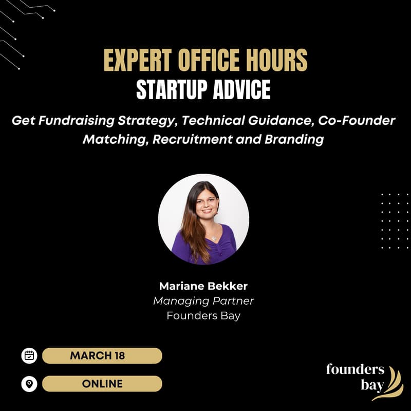 Cover Image for Founders Bay Expert Office Hours: Startup Advice with Mariane Bekker