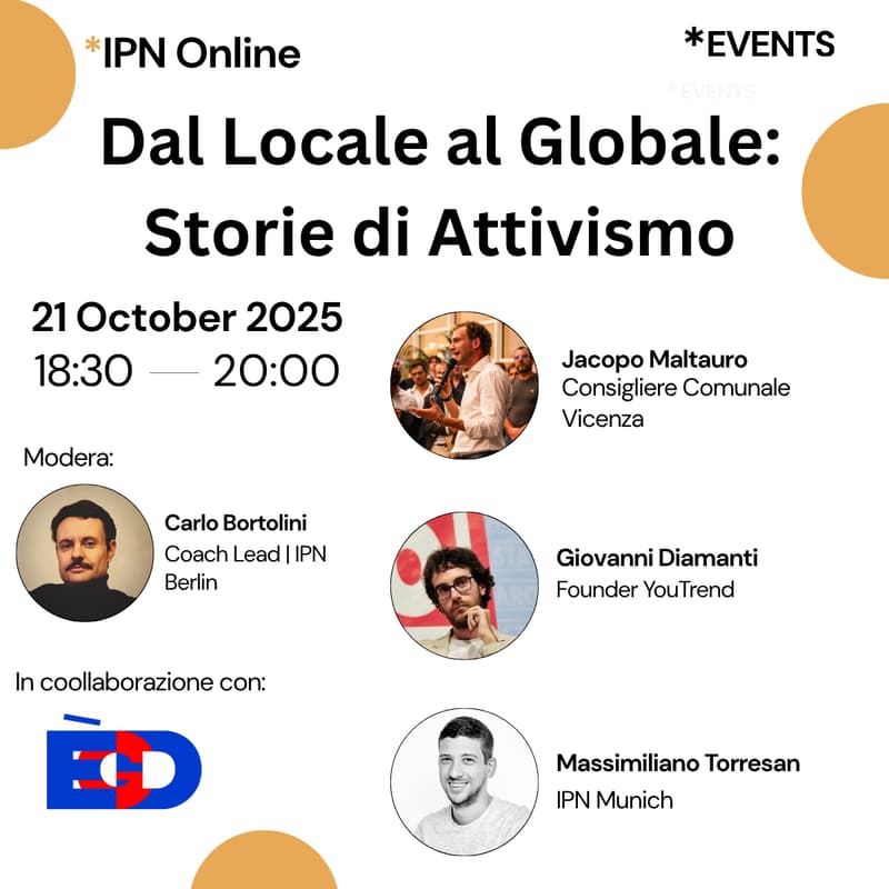Cover Image for IPN Event - Dal Locale al Globale: Storie di Attivismo E Cittadinanza Attiva