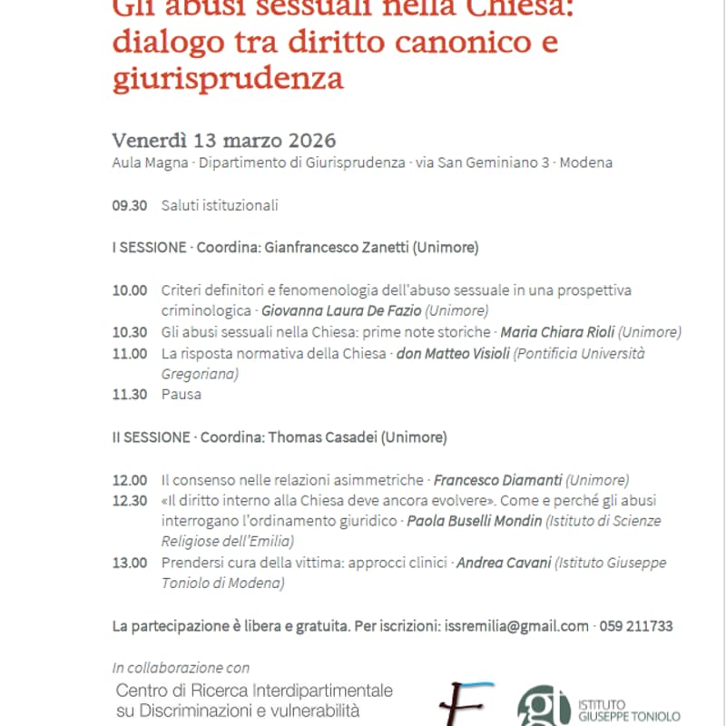 Cover Image for Gli abusi sessuali nella Chiesa: dialogo tra diritto canonico e giurisprudenza