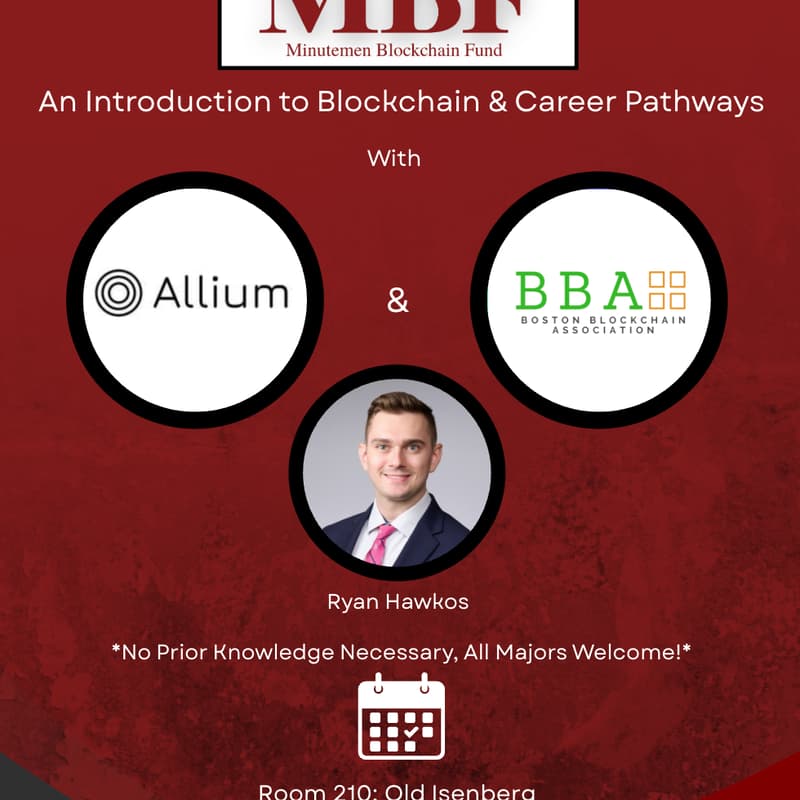 Cover Image for Introduction to Blockchain with MBF, Allium, and Boston Blockchain association (Room - 210 Old Isenberg)