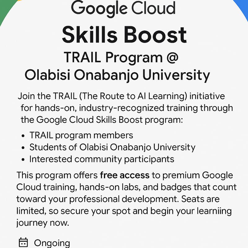 Cover Image for Google Cloud Skills Boost: TRAIL Program @ Olabisi Onabanjo University
