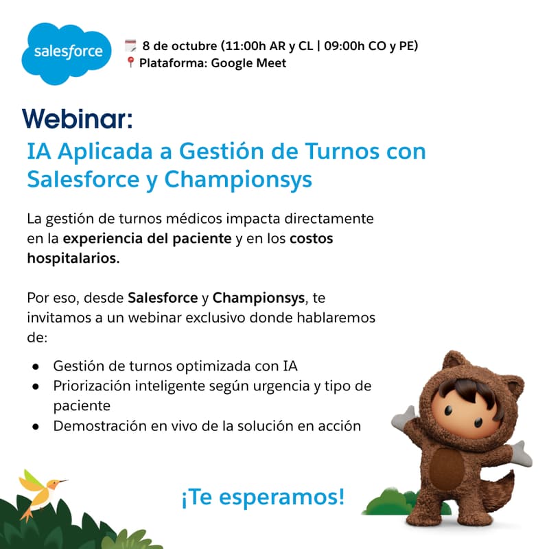 Cover Image for Webinar | IA Aplicada a Gestión de Turnos con Salesforce y Championsys