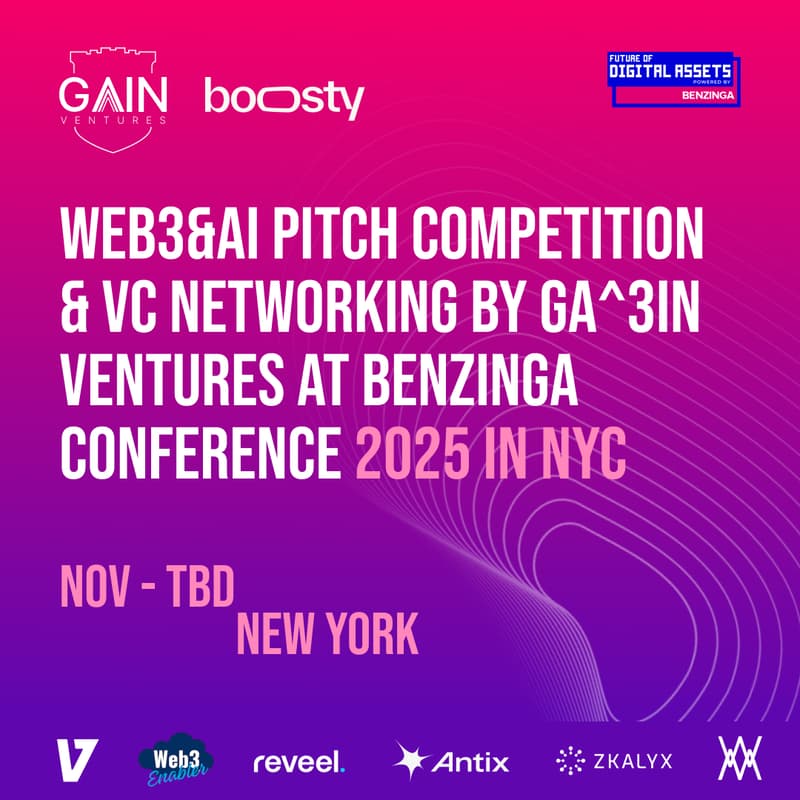 Cover Image for Web3 & AI Pitch Competition & VC networking by Ga^3in Ventures х Boosty Labs at Benzinga Conference 2025 in NYC