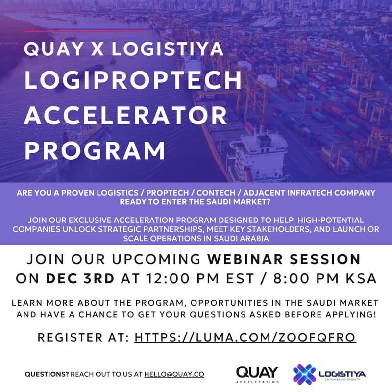 Cover Image for WEBINAR: QUAY x LOGISTIYA LogiPropTech Accelerator Program
