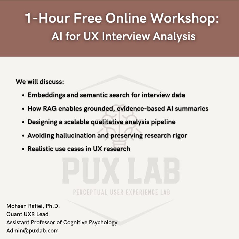 Cover Image for 1-Hour Free Online Workshop: AI for UX Interview Analysis