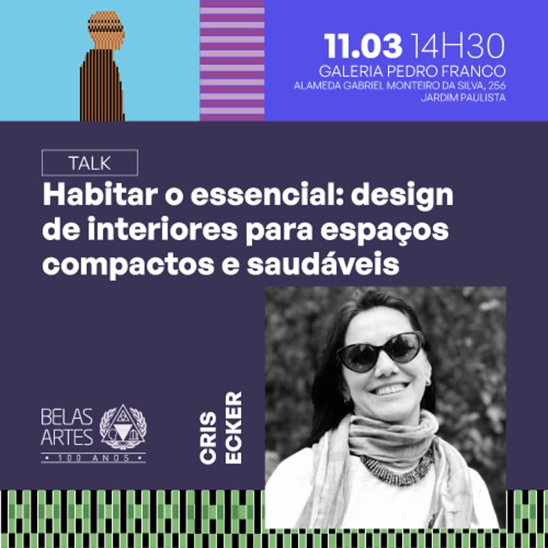 Cover Image for Talk com Cris Ecker - Habitar o essencial: Design de interiores para espaços compactos e saudáveis