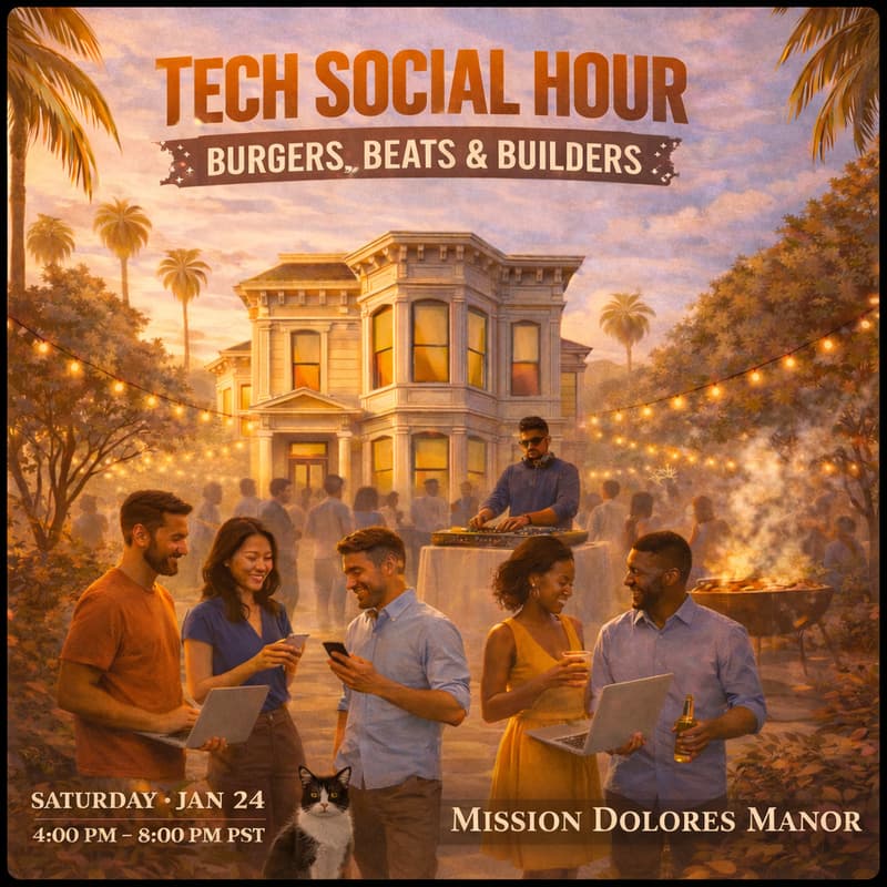 Cover Image for Tech Social Hour: Burgers, Beats & Builders
