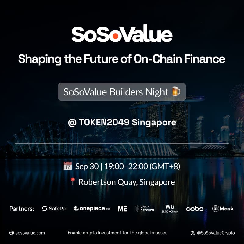Cover Image for SoSoValue Builders Night | Shaping the Future of On-chain Finance🍺 @TOKEN2049 Singapore