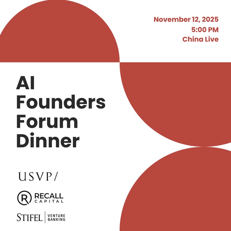 Cover Image for AI Founders Forum hosted by USVP, Recall Capital & Stifel Bank