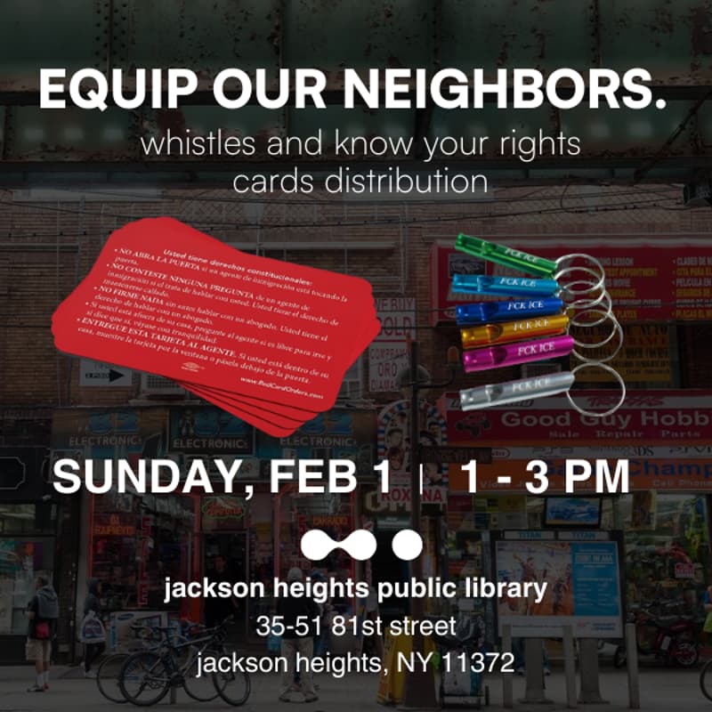 Cover Image for Help Us Distribute Whistles in Jackson Heights