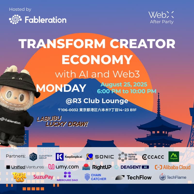 Cover Image for WebX After Party: Free Drinks, Beats, Big Wins & Networking | Transform Creator Economy with AI & Web3