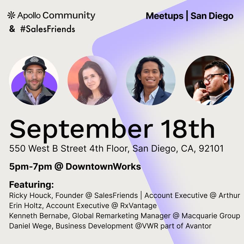 Cover Image for San Diego Sales Meetup | #SalesFriends π€ Apollo Community