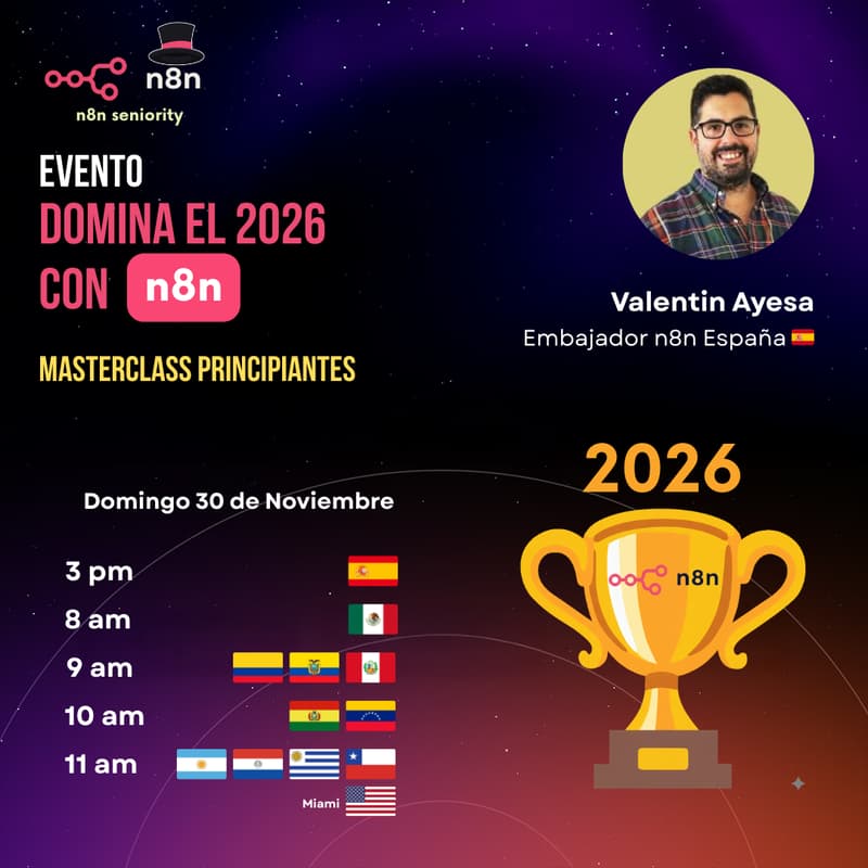 Cover Image for Domina el 2026 con n8n - Masterclass Principiantes