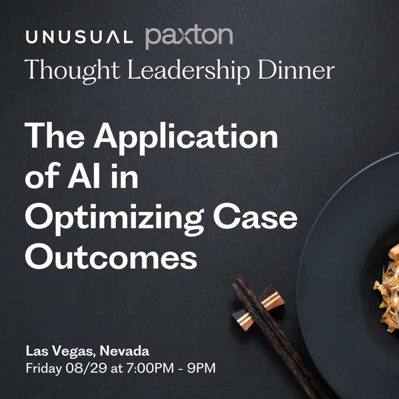 Cover Image for Thought Leadership Dinner "The Application of AI in Optimizing Case Outcomes"