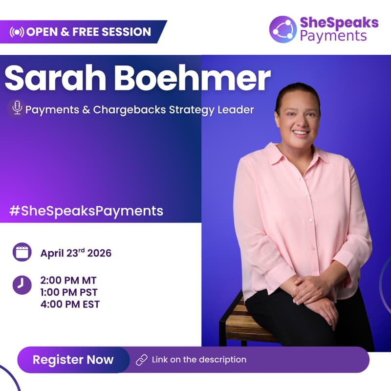 Cover Image for SheSpeaks Payments – Spotlight Session Featuring Sarah Boehmer