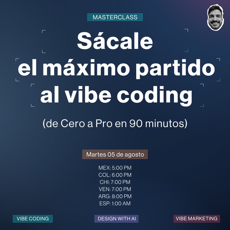 Foto de portada de Nueva masterclass: Cómo sacar el máximo partido al vibe coding: de Cero a Pro en 90 minutos