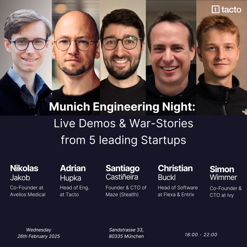 Cover Image for Munich Engineering Night:  Live Demos & war-stories from 5 leading Startups🚀