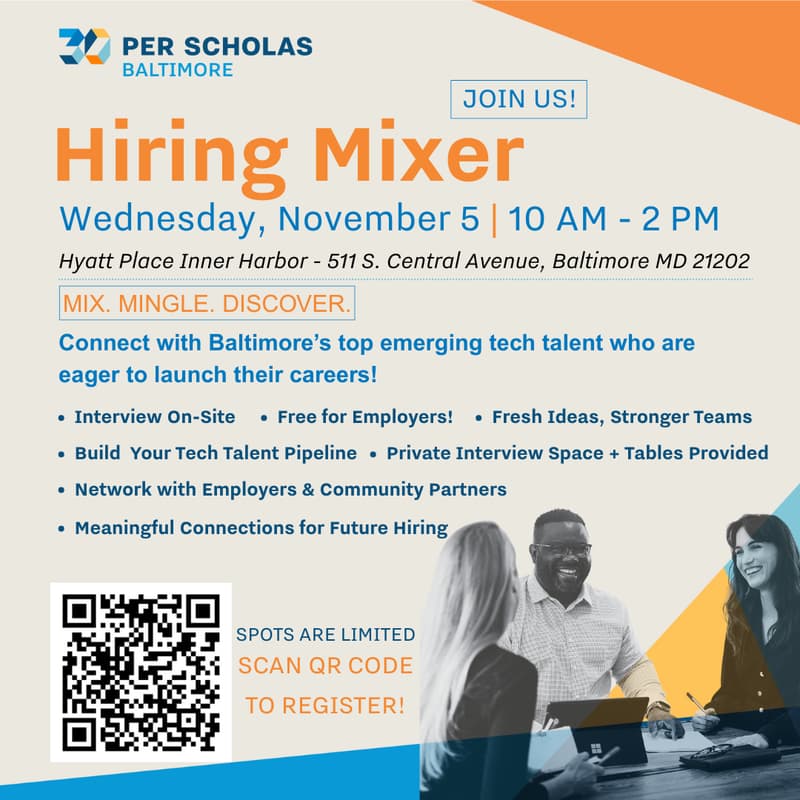 Cover Image for Employer Registration - Per Scholas Baltimore's Q4 Hiring Mixer