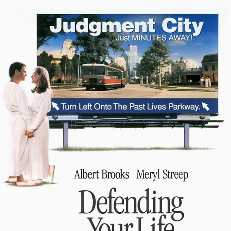 Cover Image for Questions, Not Answers: A Film & Conversation Series. Film: "Defending Your Life" Question: What determines my life?