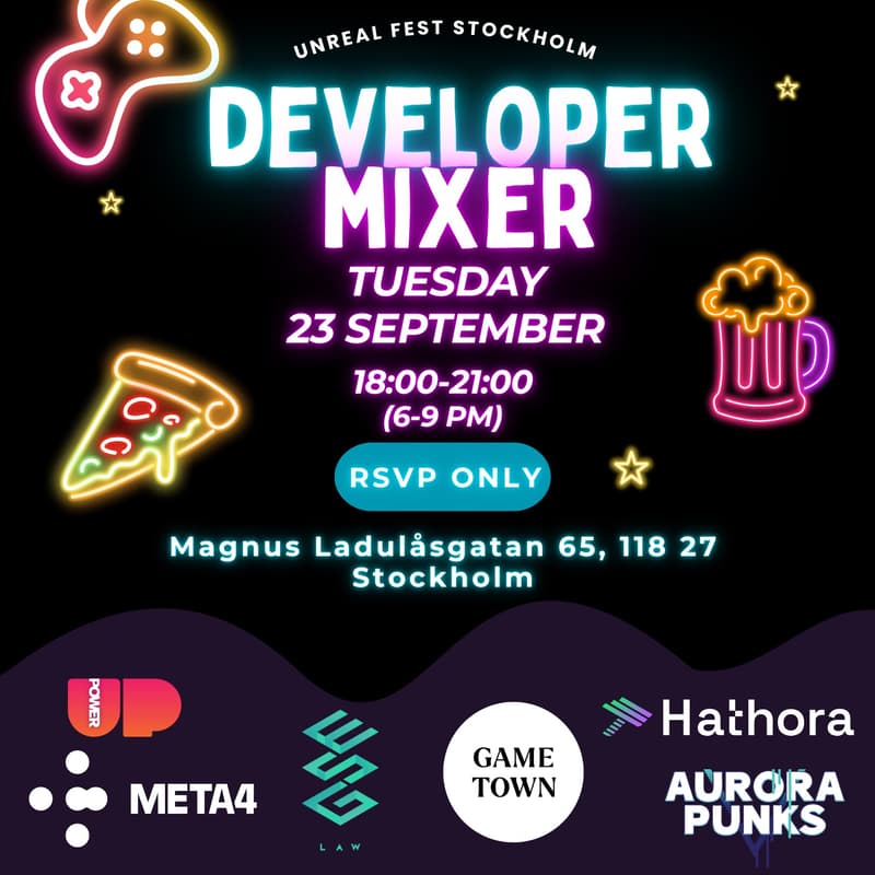 Cover Image for Unreal Fest Drinks & Pizzas with Meta4, Aurora Punks, ESG Law & Hathora
