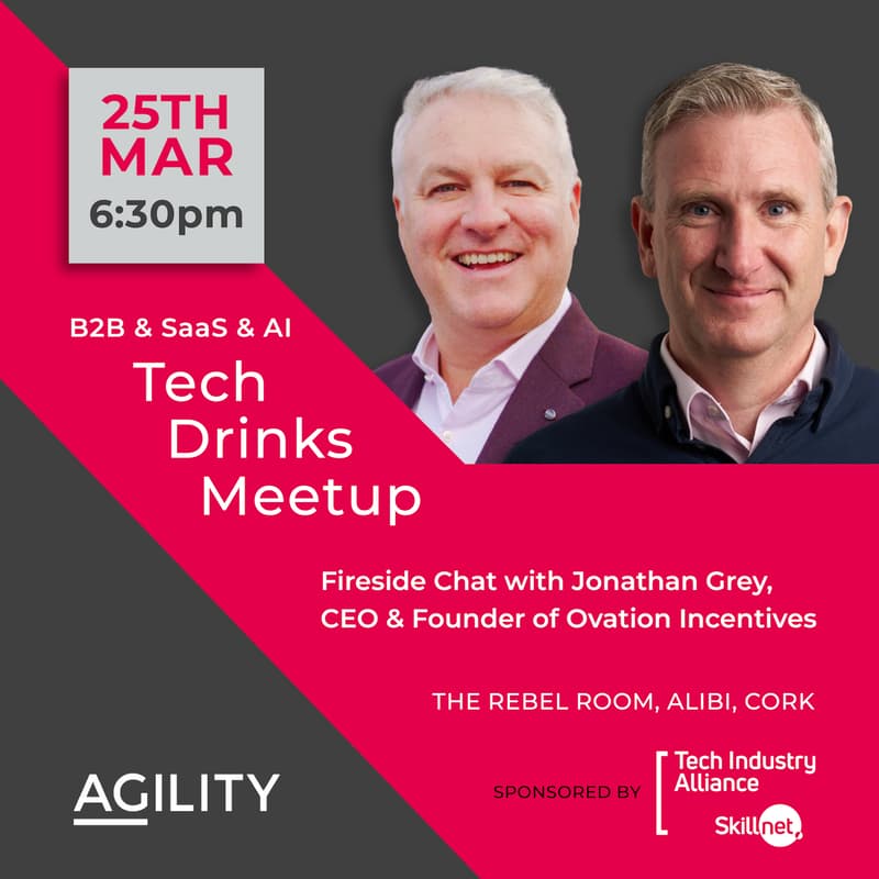 Cover Image for B2B, SaaS & AI - Fireside Chat with Jonathan Grey, CEO Ovation Incentives: The Alibi Bar, Cork @ 6.30PM March 25th, 2026