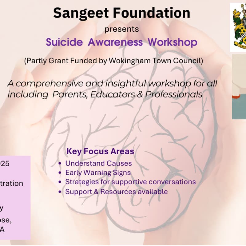 Cover Image for Suicide Awareness Workshop  - A comprehensive and insightful workshop for all including Parents, Educators & Professionals - in association