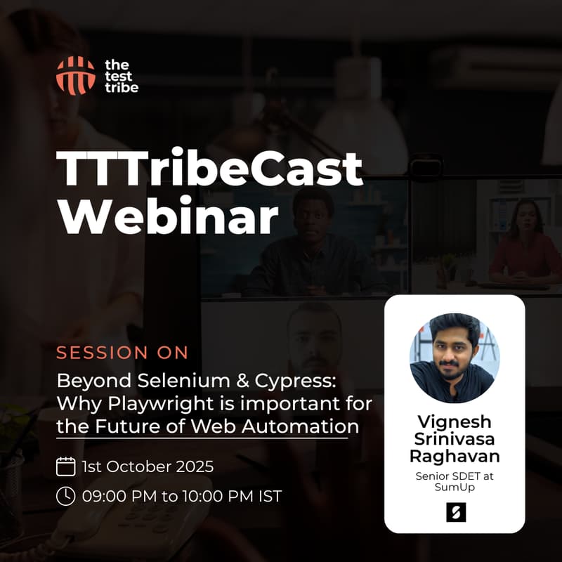 Cover Image for Webinar on Playwright - Future of Web Automation by Vignesh Srinivasa Raghavan