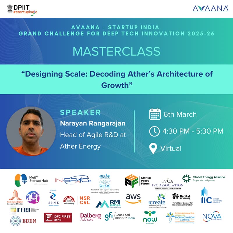 Cover Image for Grand Challenge Masterclass with Narayan Rangarajan - Head of Agile R&D at Ather Energy