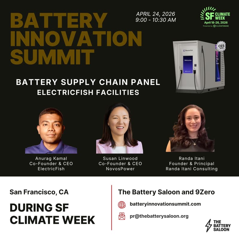 Cover Image for Battery Supply Chain Panel at ElectricFish Facilities