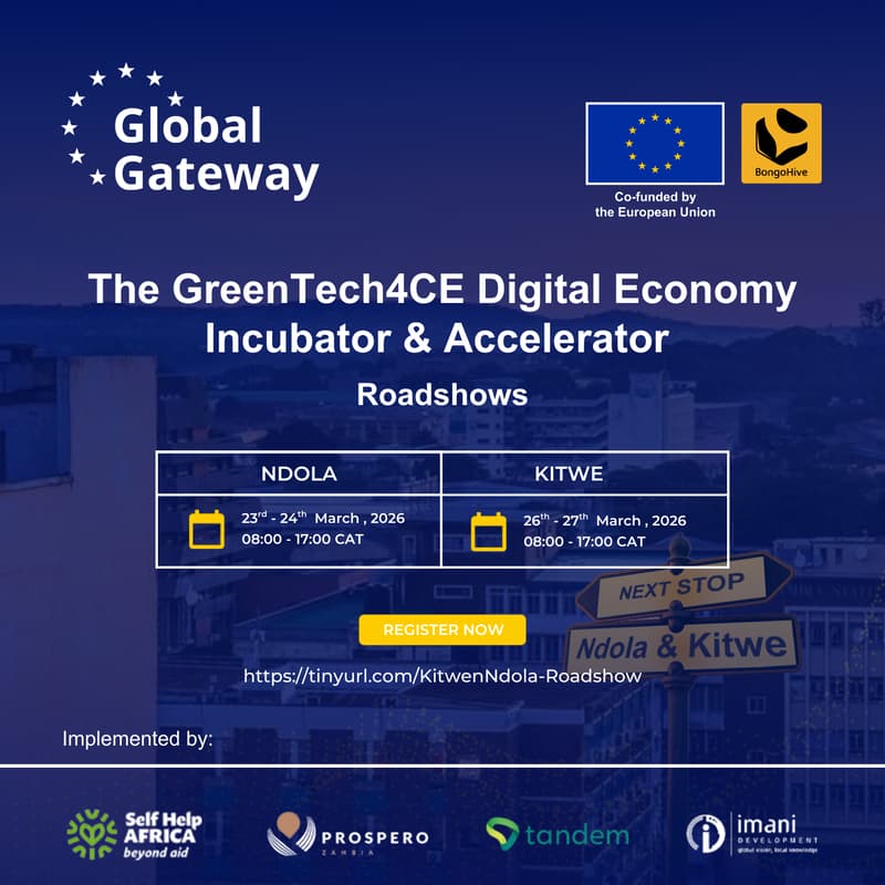 Cover Image for Green-Tech4CE  Digital Economy  Incubator and Accelerator Roadshow, Kitwe and Ndola