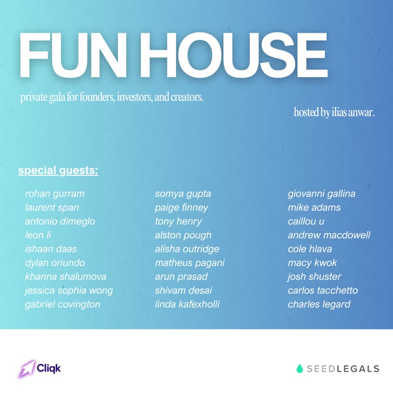Cover Image for Fun House - for investors , founders, creators, and universities - #SEEDWEEKNYC by SeedLegals