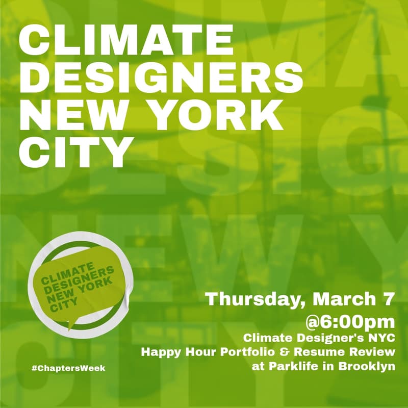 Cover Image for Green Drinks, Great Talks: Chapter's Week Happy Hour with Climate Designers NYC