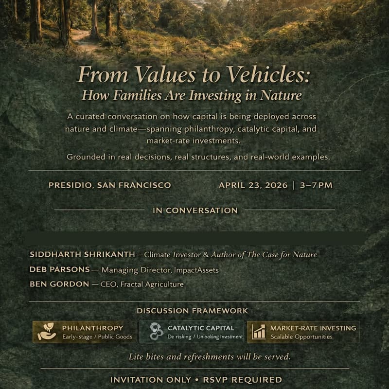 Cover Image for Nature is Capital 2nd Annual Happy Hour: From Values to Vehicles