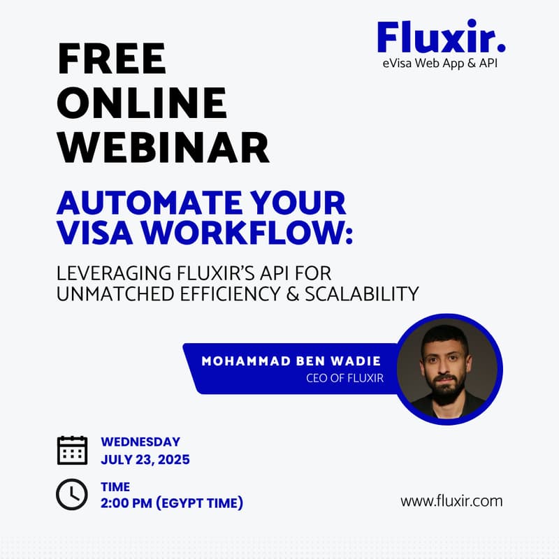Cover Image for Webinar: Automate Your Visa Workflow by Leveraging Fluxir's API for Unmatched Efficiency & Scalability