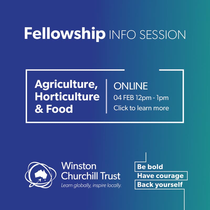 Cover Image for Churchill Fellowship information session: Agriculture, Horticulture & Food