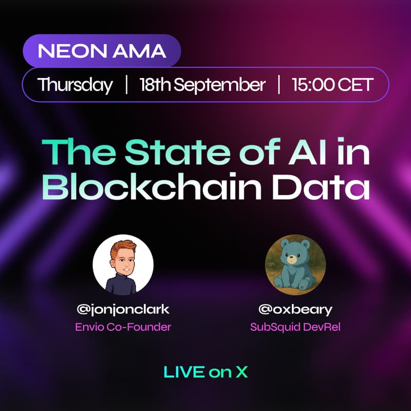 Cover Image for The State of AI in Blockchain Data: LIVE on X @Neon_EVM