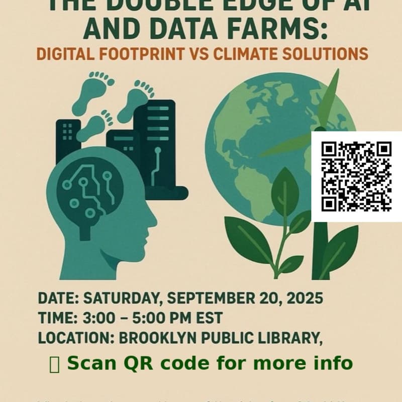 Cover Image for Climate Cafe on AI and Data Farms: Digital footprint vs Climate Solutions.