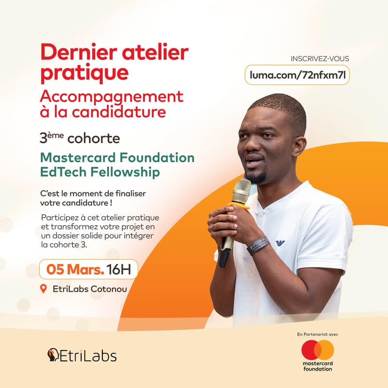Cover Image for Dernier atelier d'accompagnement à la candidature - Cohorte 3 Mastercard Foundation EdTech Fellowship