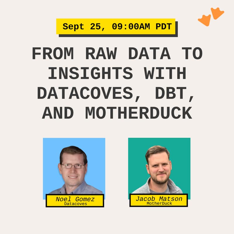 Cover Image for From Raw Data to Insights with Datacoves, dbt, and MotherDuck