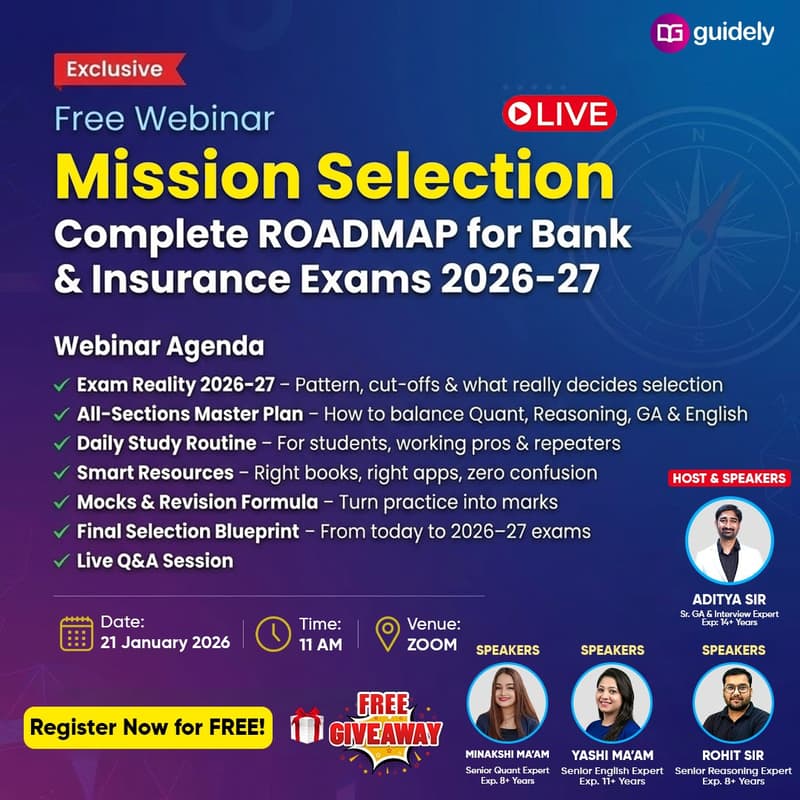 Cover Image for Mission Selection Complete ROADMAP for Bank Exams 2026–27 | FREE MEGA WEBINAR
