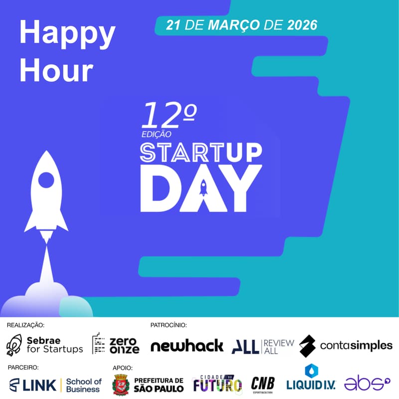 Cover Image for Startup Day - Happy Hour powered by NewHack + Conta Simples + ReviewALL